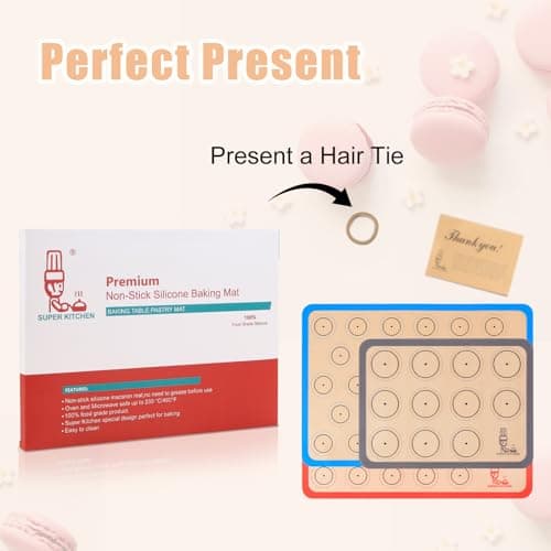 Silicone Baking Mat Macaron - Set of 3 (2 Half Sheet Liners and 1 Quarter Sheet), Non Stick Silicon Cookie Oven Liner For Macaroons, Bake Pans, Pizza, Toaster, Cake and Bread Making (Red,Blue,Gray) 9