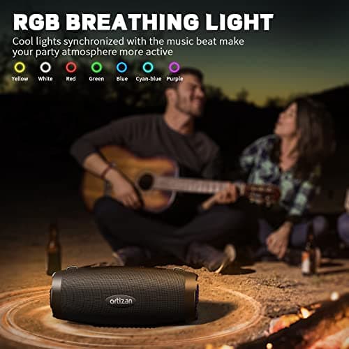Ortizan 80W Bluetooth Speaker - Powerful Sound and Deep Bass, Portable Wireless, IPX7 Waterproof, 12H Playtime, Power Bank, EQ, USB, LED Lights - Outdoor Loud Subwoofer Boombox for Party, Camping 6