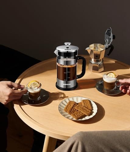 French Press Coffee Maker - 21OZ Classic Glass Coffee Press, Heat-resistant Borosilicate Glass Coffee Pot with 4-Level Disassemble Filters, Portable Cold Brew Coffee Maker for Travel Home Gift(Sliver) 6