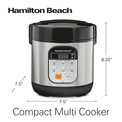Hamilton Beach Digital Programmable Rice Cooker & Food Steamer, with Slow Hard-Boiled Egg Functions, Egg/Steam Tray, Small & Compact, 6 Cups Cooked (3 Uncooked), Stainless Steel (37524) 9