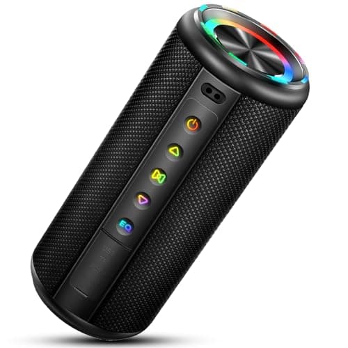 Portable Bluetooth Speaker, Bluetooth 5.4 Wireless Speaker with 20W HD Loud Stereo Sound, 15H Playtime, IP7 Waterproof, LED Lights, TWS Pairing, Built-in Mic, for Outdoor, Home, Party, Beach, Gift