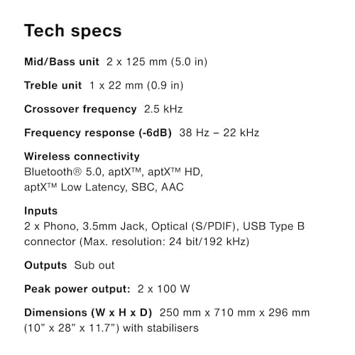 Q Acoustics M40 Bluetooth Powered Floorstanding Speakers HD Wireless Music Home Theatre Surround Sound System Walnut – Tweeter 0.9”, Mid Bass/Driver 5.0”, Freq. Response 38 Hz – 22 kHz 7