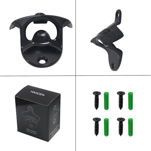 HAIICEN Black Beer Bottle Cap Opener Wall Mounted, Stainless Cooler Mounted Soda Top Opener Gifts for Bar Man Cave (2 PCS) 6
