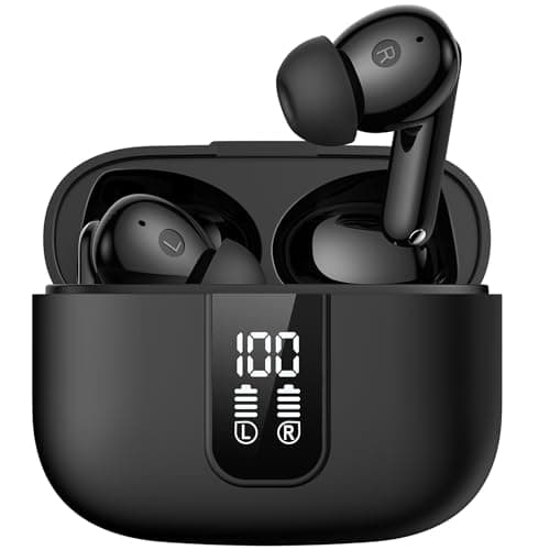 BAFONE Earbuds Wireless Bluetooth Ear Buds 60H Playback LED Power Display Headphone Wireless Bluetooth IPX5 Waterproof in-Ear Earbuds with Mic for Smart Phone Laptop Computer Sports (Black)