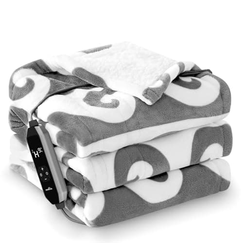 HOMLYNS Heated Throw Blanket, Warm Electric Throw Blanket with Over-Heated Protection, Soft Heating Blanket for Winter, Machine Washable, 50''×60''
