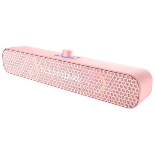 FULMINARE Bluetooth Speaker with 26W HD Sound, Portable Speaker Up to 30H Playtime, AUX&TF-Card&USB Input, LED Lights, Speakers Bluetooth 5.3 Wireless for Home/Party/Outdoor, Birthday Gift (Pink)