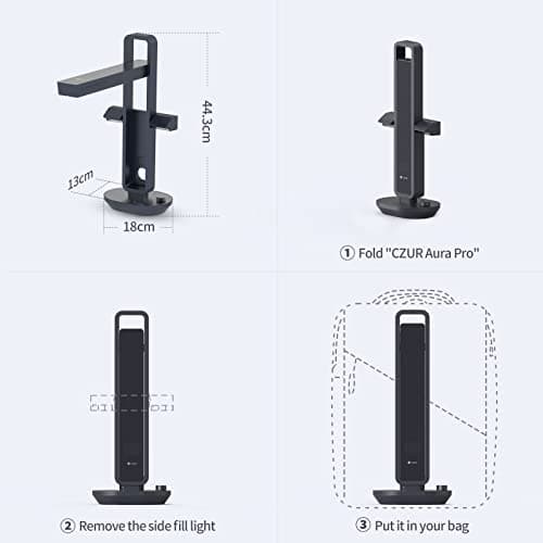 CZUR Aura Pro Book & Document Scanner,Capture A3 & A4, Auto-Flatten & Deskew Powered by AI Technology, Foldable & Portable, Compatible with Windows & Mac OS 9