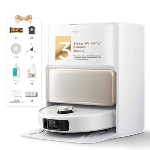 Mova V50 Ultra Complete Robot Vacuum and Mop Self-Cleaning, 24,000 Pa Suction, Liftable Navigation with Obstacle Overcoming and Warm Water Mopping with DuoSolution System Designed for Pets