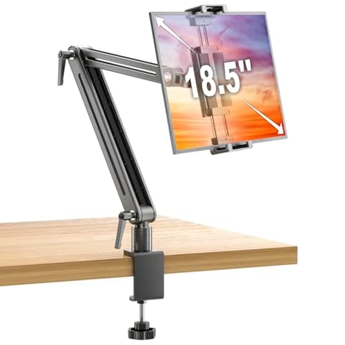 Adjustable Portable Monitor Stand 15.6" - 360° Rotating Base Tall Tablet Desk Arm Holder Stand for iPad Air/Pro/Mini Swivel Flexible Bed Clamp Mount Soporte para Tablet/Monitor Portatil/Ereader
