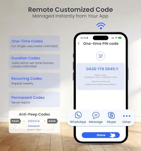 Veise VE029 WiFi Smart Lever Lock, Fingerprint Keyless Entry Door Lock with Handle, Built-in WiFi, Remote App Control, Electronic Digital Knob for Front Door and Bedroom, IP65 Waterproof, Matte Black 10