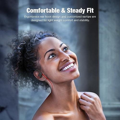 JOYWISE Bluetooth Headphones Wireless Earbuds 16H Playtime Wireless Headphones IPX7 Waterproof Bluetooth 5.3 Running Ear Buds with Mic Stereo in Ear Earphones Sound Isolation for Workout, Sports Red 7