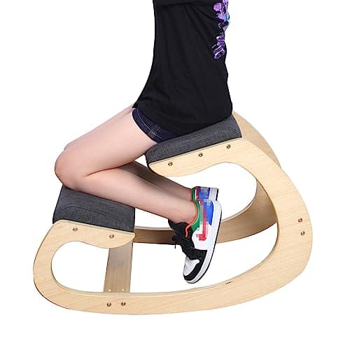 Kneeling Chair Rocking Ergonomic- for Home Office Desk Posture Kneel Chair and Wood Knee Stool