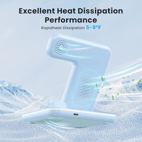 WAITIEE Wireless Charger 3 in 1 Charging Station for for iPhone 16 15 14 13 12 11 X 8 & for Apple Watch, for AirPods 1/2/3/Pro/Pro 2 with Lightning Charging Case(Blue) 6