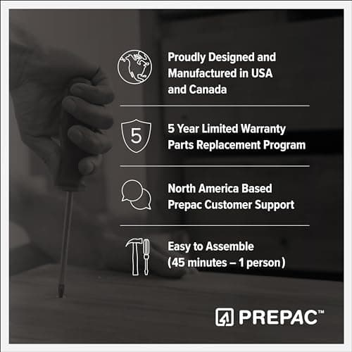 Prepac Simply Modern Nightstand Bedside Table, Black Nightstand for Bedroom, End Table with 3 Drawers 26.5" W x 26.75" H x 16" D 8