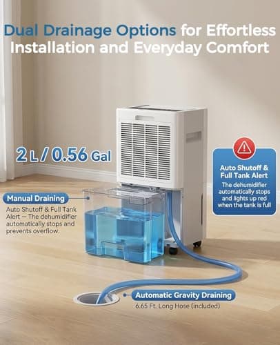 WPSOERT 4000 sq.ft Dehumidifier for Basement with Drain Hose, 45 Pint Dehumidifiers for Home, Smart Compressor Dehumidifies for Large Room, Bedroom, 3 Modes, Intelligent Humidity Control, Auto Defrost 6