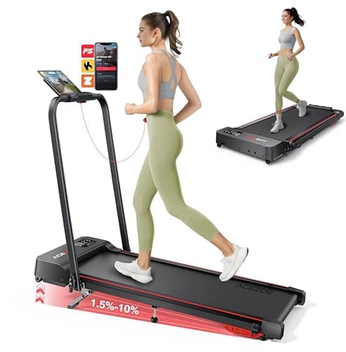 Acezoe 2-in-1 Foldable Treadmill with 3-Level 10% Incline, Walking Pad for Home Small Office, Compact Portable Under Desk Treadmill with Handle,Dual LED Display, APP & Remote, 300 lbs Capacity
