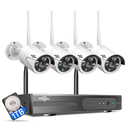 Hiseeu [24/7 Recording] Home Security Camera System, No Subscription, 4K NVR with 3MP Corded Plug-in Powered Outdoor Bullet Cameras, 2.4G/5G Wireless WiFi Connection, 1TB HDD, Night Vision, IP65