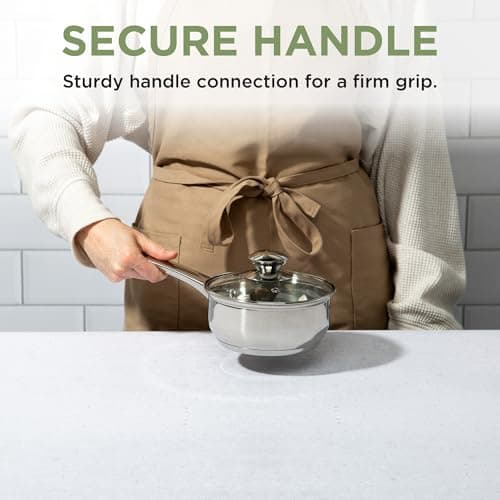 Ecolution Stainless Steel Sauce Pan, Encapsulated Induction Ready Cooking Pot with Glass Lid, Oven Safe, Dishwasher Safe Soup Pot, 1-Quart 6