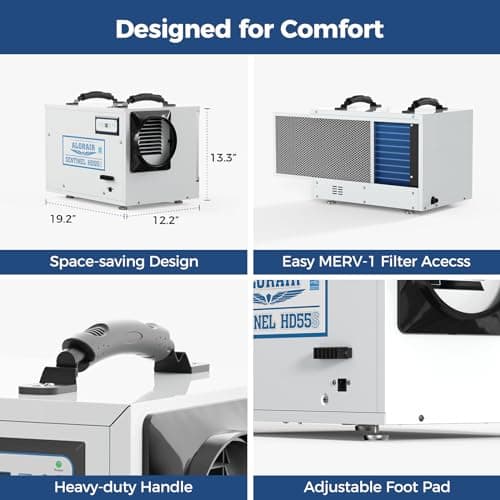 ALORAIR Crawl Space Dehumidifiers, 120 PPD Energy Star Wi-Fi APP Controls Auto Defrost Basement Commercial Dehumidifiers 5