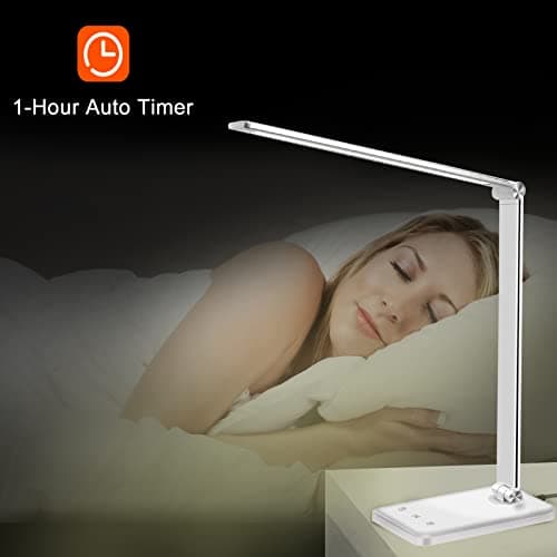 AFROG Multifunctional LED Desk Lamp with USB Charging Port, 5 Lighting Modes,5 Brightness Levels, Sensitive Control, 30/60 min Auto Timer, Eye-Caring Office Lamp，8W，5000K 7