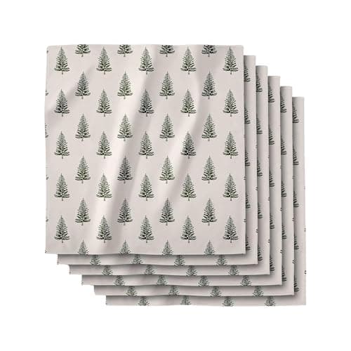 GEOMETRY Christmas Dinner Napkins - Premium Cloth Napkins - Quick Dry & Super Absorbent Table Napkins - Premium Geosuede Linen Napkins - Pine 19" x 19" - 6 Pieces