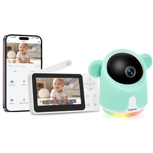 Baby Monitor with Camera and Audio, 1080P Baby Camera Monitor WiFi Smartphone App Control Night Vision Webcams 2-Way Talk Temperature & Humidity Sensor Lullabies Motion & Cry Detection iOS/Android