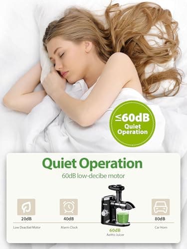 Juicer Machines, Aeitto Cold Press Juicer with Soft & Hard Modes, Quiet Motor, Reverse Function, Juice Extractor Vegetable and Fruit, Masticating Juicer, Charcoal Black 9