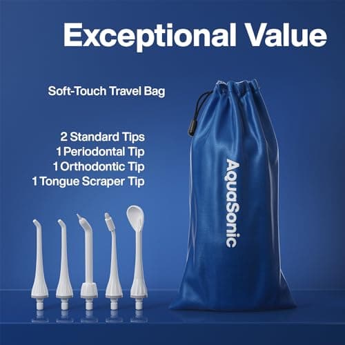 AquaSonic Water Flosser - Cordless Rechargeable Water Flossers for Teeth Cleaning - Waterproof Aqua Flosser, Portable Oral Irrigator for Dental Cleaning with 5 Jet Tips – Braces Home Travel 5