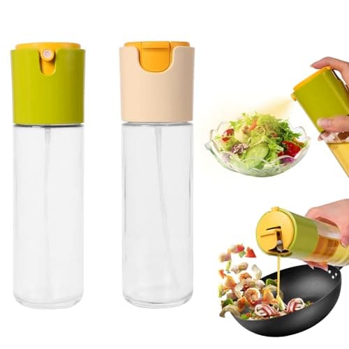 MKHS 2 pcs 10oz Olive Oil Dispenser - 2 in 1 Oil Dispenser and Oil Sprayer - 300ml Oil Bottle Sprayer for Cooking, Kitchen, Salad