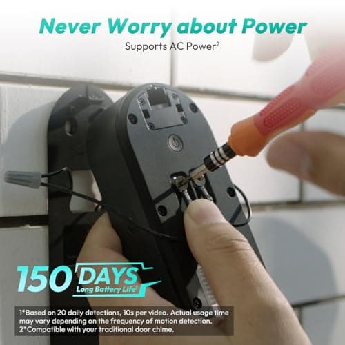 BOTSLAB Doorbell Camera Wireless, 5MP Video Doorbell, 180°Panoramic View, No Monthly Fee, 2.4 GHz WiFi, AI Motion Detection, VR Mode 7