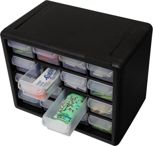 Akro-Mils 16-Drawer Plastic Drawer Storage Cabinet for Garage Organization, Beads, Makeup Organizer, Building Bricks Storage, Teacher Toolbox, 10-1/2" W x 6-1/2" D x 8-1/2" H, 10116 Black 19