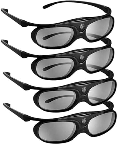 BOBLOV 4 Pack DLP Link 3D Glasses, (Black)