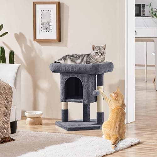 Yaheetech 23.5in Cat Tree Tower, Cat Condo with Sisal-Covered Scratching Posts, Cat House Activity Center Furniture for Kittens, Cats and Pets - Dark Gray 7