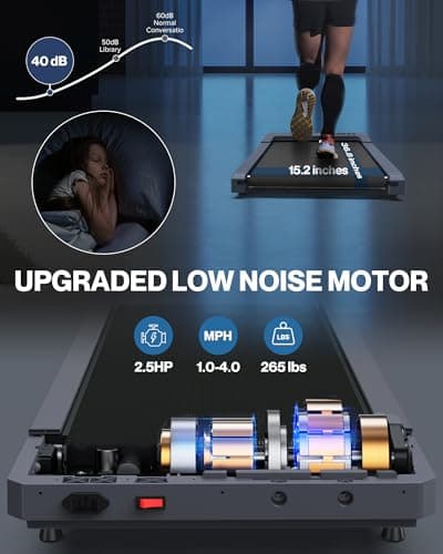 10% Incline Walking Pad Treadmill 265 lb Capacity, Under The Desk Treadmills for Home,[Voice Controlled] Small Treadmill Work with KINOMAP Apple Health, Portable Treadmills for Office, Apartment 5