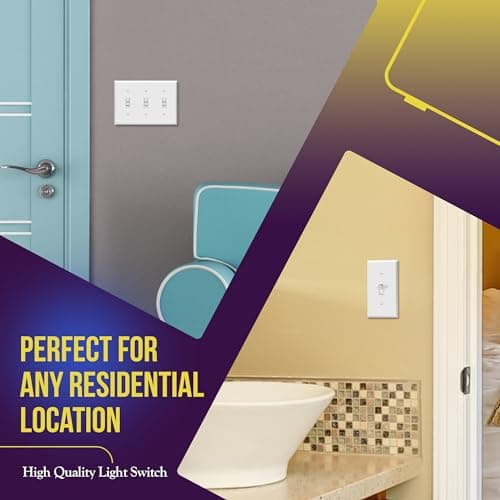 ENERLITES Toggle Light Switch, Single Pole, 15A 120-277V, Grounding Screw, Residential Grade, UL Listed, 88115-W-10PCS, White (10 Pack), 10 Count 6