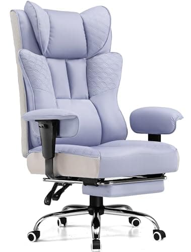 GTPLAYER Big and Tall Office Chair 400LBS Wide Ergonomic Gaming Chair with Deluxe Embossing Designed Leather with Foot Rest,150°Reclining Adjustable Soft Armrests Pocket Spring Back Support and Pillow