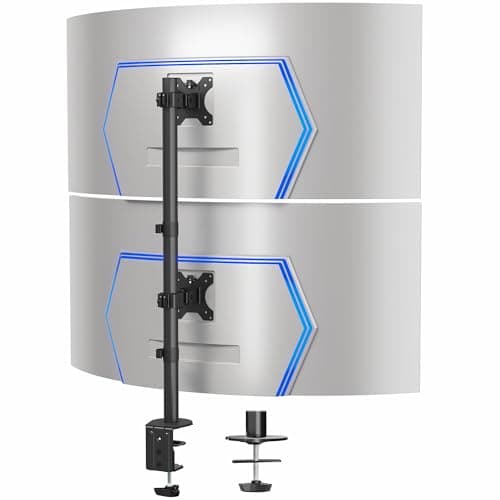 VIVO Dual Vertically Stacked Ultra-Wide Monitor Desk Mount, Extra Tall Heavy Duty Adjustable Stand for 2 Ultrawide Screens up to 45 inches, 25 lbs Per Screen Capacity, Black, STAND-V200R