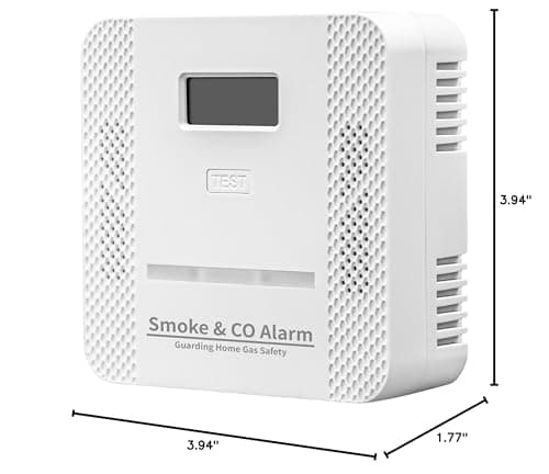 Smoke Detector Carbon Monoxide Detector,2 in 1 Fire & CO Alarm,Battery Powered,Carbon Monoxide Gas Detector with LCD Digital Display Sound and Light Alarm for Bedroom Warehouse Kitchen or RV Travel 10