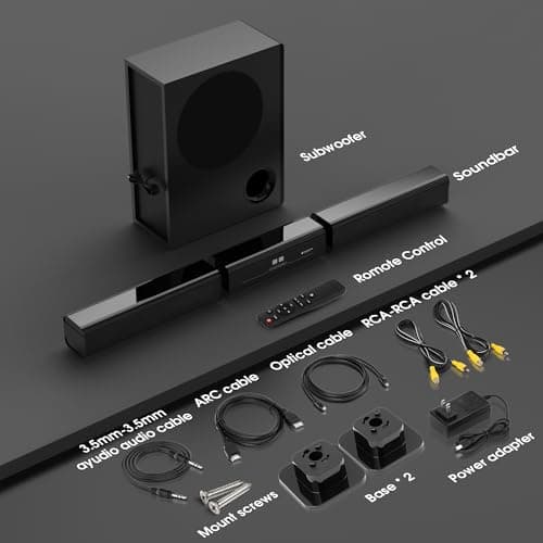 HIXICOPA 2.1 Channel Sound Bar with Wired Subwoofer, Dorby Audio 35in Detachable TV Soundbar, Bluetooth, HDMI-ARC, Optical, AUX, USB, FM, Coaxial Inputs for Home Theater 7