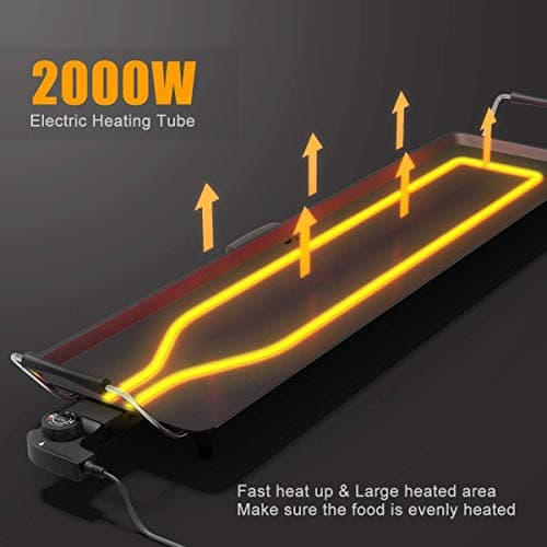 HAPPYGRILL Electric Griddle Teppanyaki Grill, Nonstick Countertop Griddle with Adjustable Temperature, 35" Barbecue Grill Cooking Plates for Indoor Outdoor Patio Camping 6