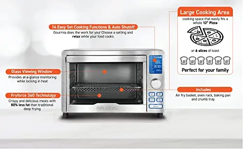 Gourmia Digital Stainless Steel Toaster Oven Air Fryer – Stainless Steel 8