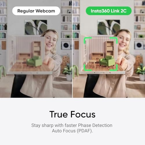 Insta360 Link 2C - 4K Webcam for PC/Mac, 1/2" Sensor, Auto Framing, HDR, AI Noise-Canceling Mic, Gesture Control for Streaming, Video Calls, Gaming, Works with Zoom, Teams, Twitch & More 6