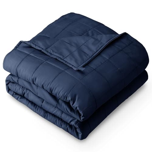 Bare Home Weighted Blanket All-Natural 100% Cotton with Nontoxic Glass Beads 60"x80" 17lbs, Dark Blue
