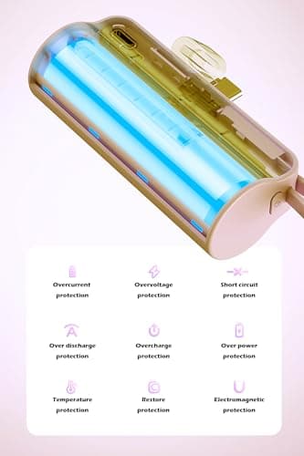 CooLuzer Mini Power Bank,Capsule Power Phone Charger 5500mAh,Portable Charger with Dual USB-C Ports for iPhone 17/16/15/15 plus/15 pro/15 pro Max/Android Phone/Samsung/Moto/LG etc (Pink) 7