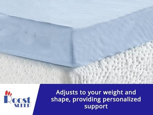 Roost Sleep Cool Cloud 3 Inch Gel Memory Foam Queen Mattress Topper – Cooling Bed Topper for Back Pain and Pressure Relief, Removable Washable Cover, Ventilated Design, Fits Queen Beds 4