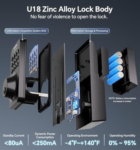 Keyless Entry Door Lock Deadblot with Handle Set, Keypad Door Lock with Handle Smart Door Locks for Front Door with Set, Easy Installation, Auto Locking 5