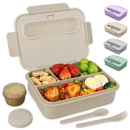 Caperci Bento Box Adult - 50 oz Large Lunch Containers for Adults and Teens, 4-Compartment Bento Lunch Box with Utensils & Leak Proof Sauce Cup, Dishwasher Safe, Durable, BPA-Free (Mocha) 8