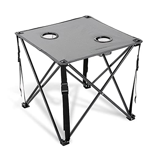 ARROWHEAD OUTDOOR 26” (66cm) Portable Camping Folding Table, 2 Cup Holders, Square, Carrying Case, Steel Frame, High-Grade 600D Canvas