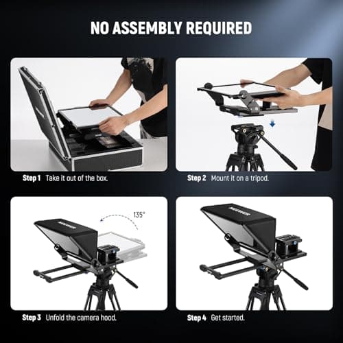 Neewer Teleprompter X14 III with RT113 Remote/App Control, 45° Tilt 14" Beamsplitter All Metal Frame Upgraded Camera Mount QR Plate Compatible with Manfrotto 501PL for iPhone iPad DSLR, Assembly Free 9