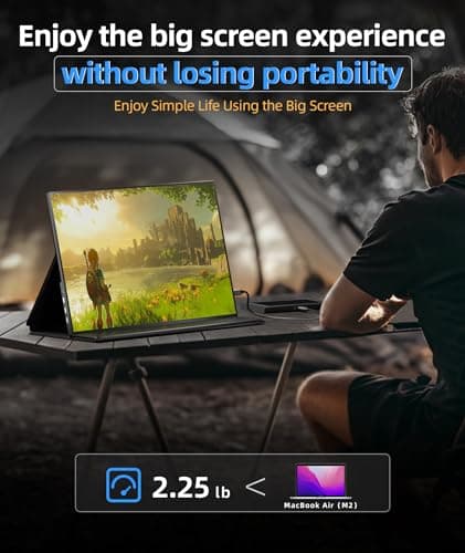 Ingnok Portable Monitor, 18.5 Inch FHD 1080P 100% sRGB Laptop Screen Extender USB C HDMI Portable Gaming Monitor w/Smart Cover & Speakers, External Monitor for Laptop Mac PC 7